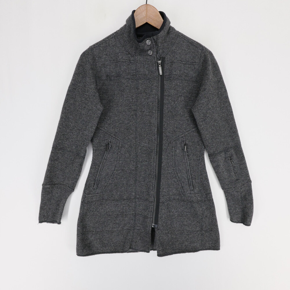 Title Nine Jacket Womens S Gray Heather Wool Blend Asymmetrical Zip Mock Neck